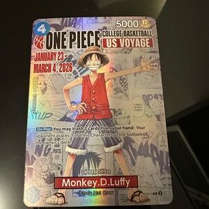 Onepiece Monkey D. Luffy Card with Red and Blue Accents